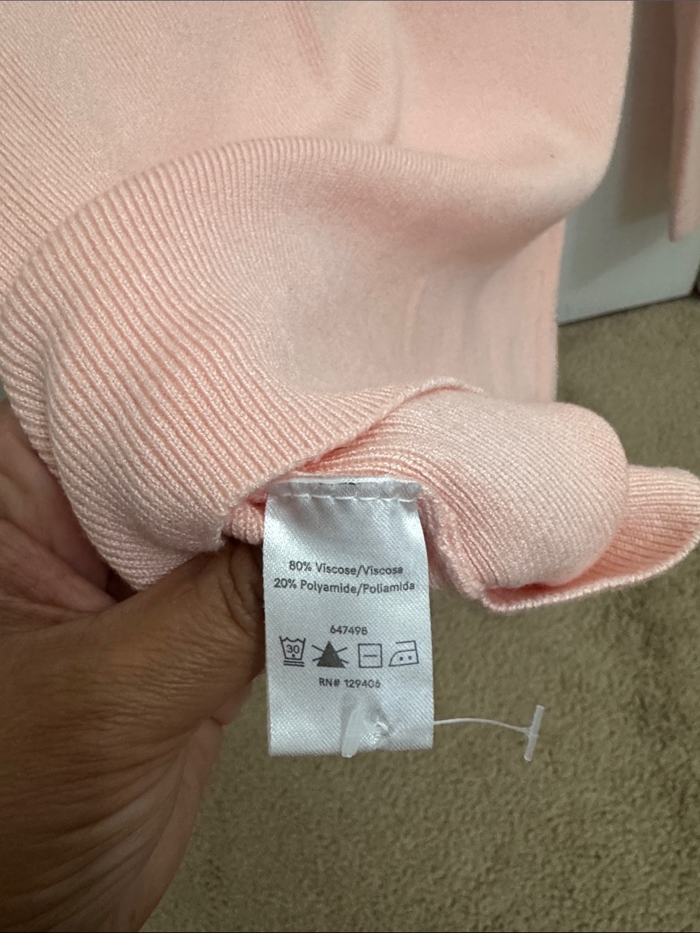 VENUS Light Pink Rhinestone Argyle Knit Boatneck Sweater Women size small - Picture 10 of 11